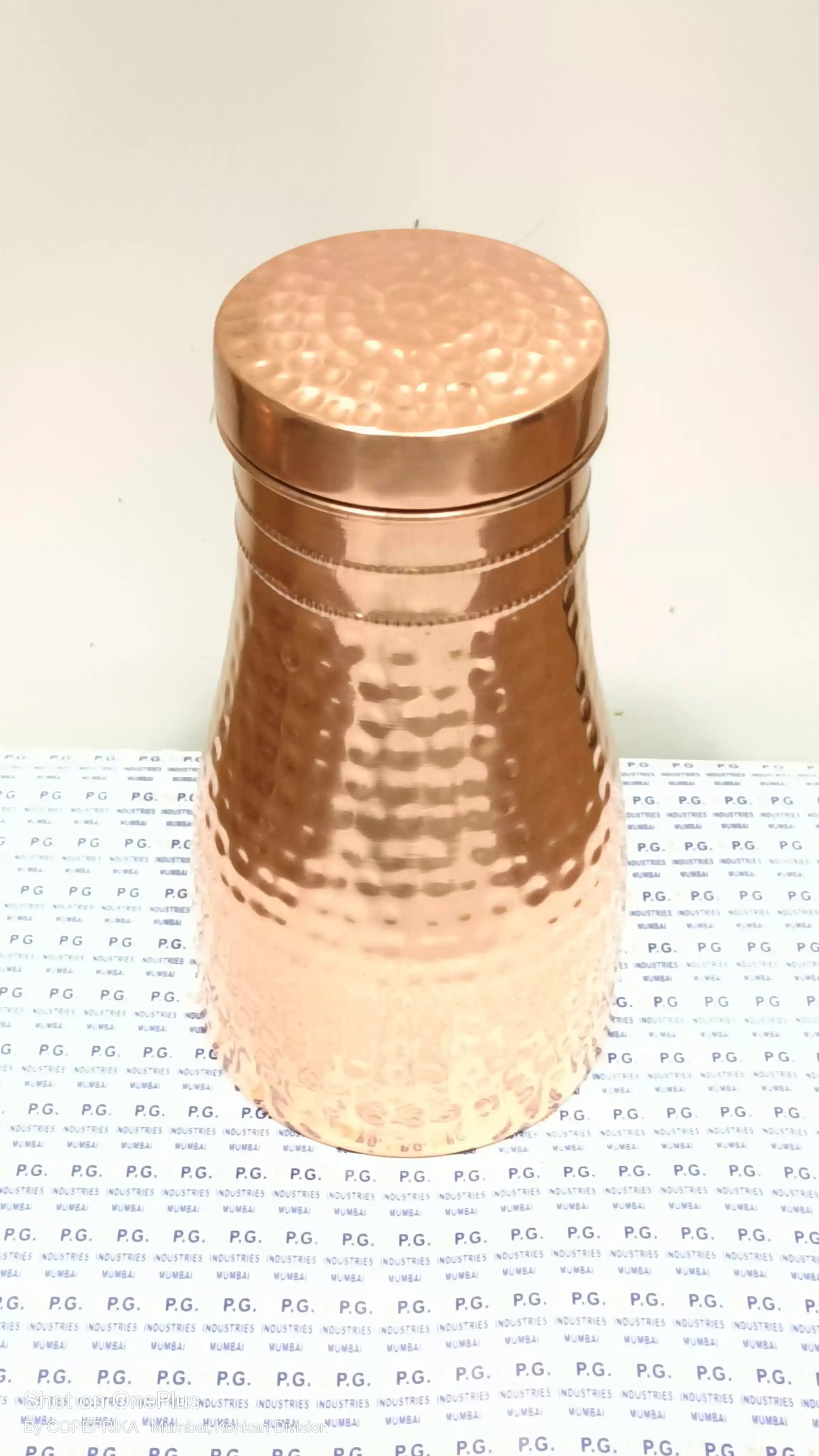 Copper bedroom jar carafe hammered