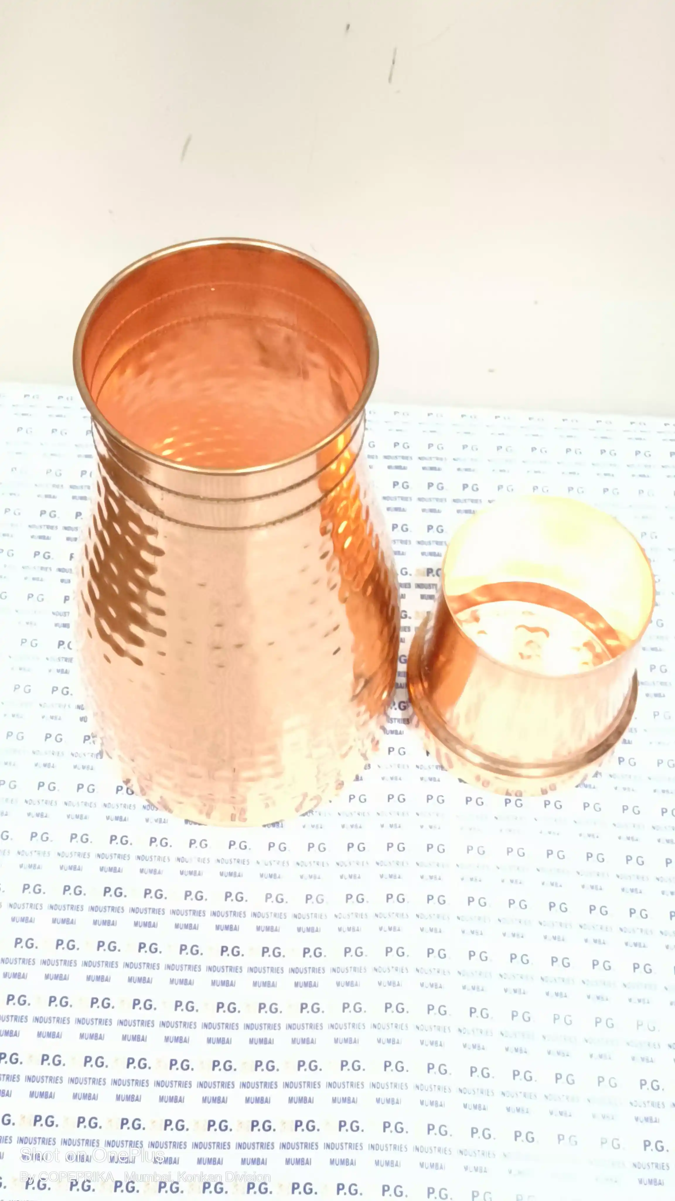 Copper bedroom jar carafe hammered