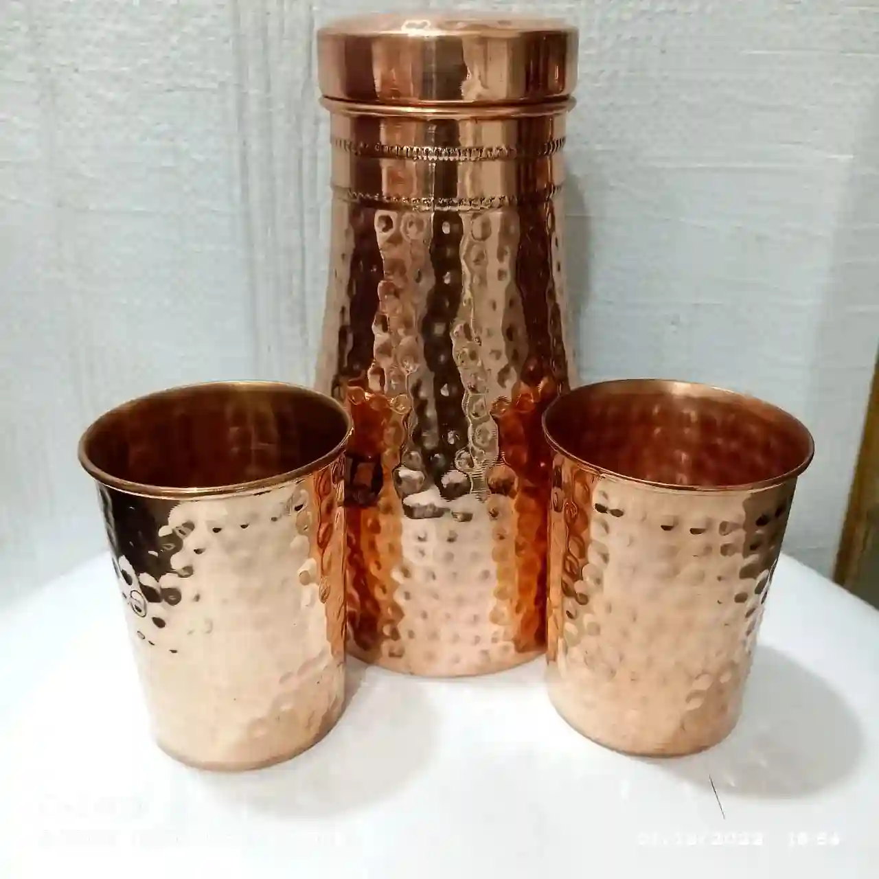 Copper bedroom jar and 2 glass gift sets