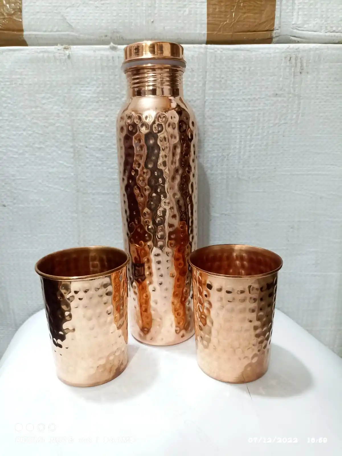 Copper bottle and 2 glass gift sets